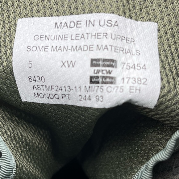 Military Boots Steel Toe UFCW Vibram Mondo Sage Green Suede Size 5 - Picture 7 of 7